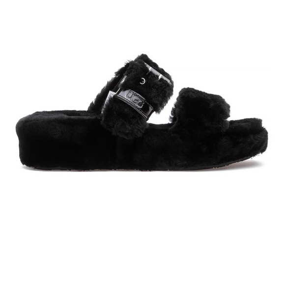 UGG FUZZ YEAH black Sheepskin Slippers - Picture 2 of 3